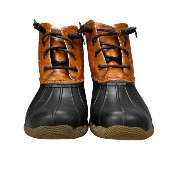 Sperry Top-Sider Saltwater Croc Emboss Tan Duck Boots Women's Sizes 6 - 6.5 M - Picture 2 of 9